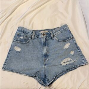 Levi's Light Wash Distressed Denim Shorts